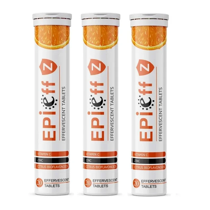 Ethiglo Epieff-Z Vitamin-C, Zinc And Citrus Bioflavonoids – Immunity Booster Supplements 20 Effervescent Tablets Pack Of 03