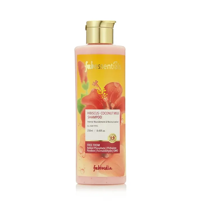 Fabessentials Hibiscus Coconut Milk Shampoo Ginger Root & Aloe Vera Extract Nourishes Hair and Stimulates Hair Growth Paraben Free pH 5.5-250 ml
