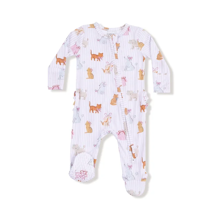 FANCY PETS STRIPED RUFFLE ZIPPER FOOTIE