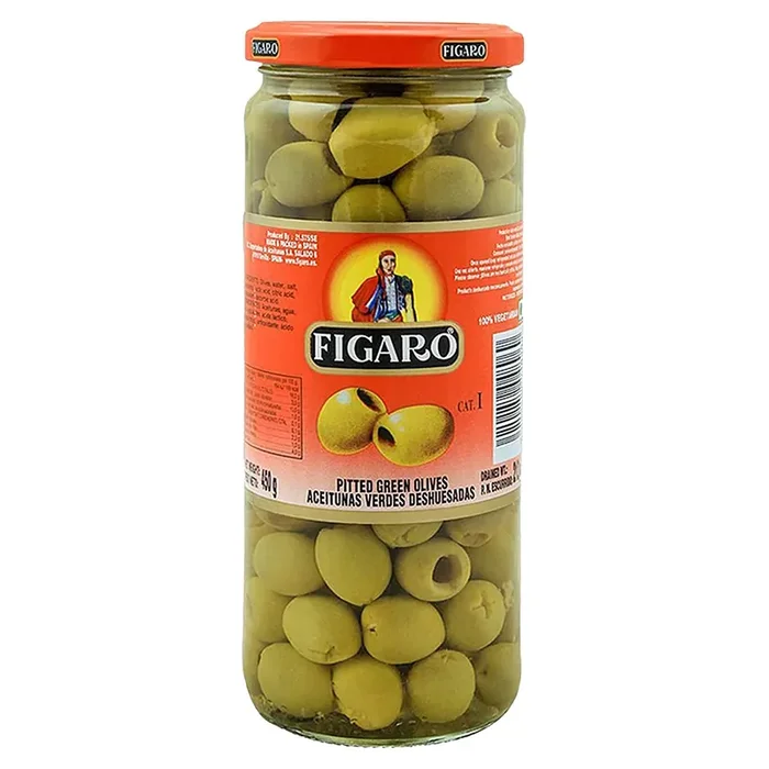 Figaro Green Pitted Olives, 15.87 oz ℮ 450 g