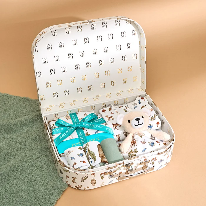 Forest Animal White Luxe Iridessa Baby Gift Set | Posh Peanut®