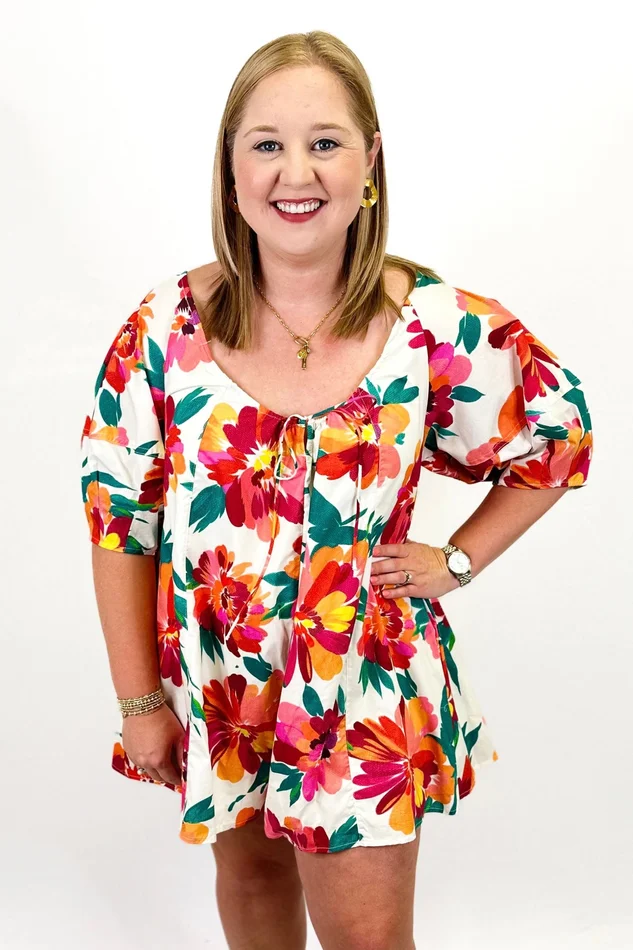 FUCHSIA TROPICAL FLORAL LOOSE ROMPER