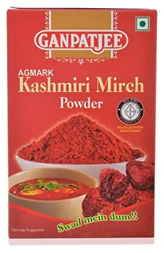 Ganpatjee Kashmiri Mirch Powder 100G I Deggi Mirch Only for Color not Spicy 100% Natural & Flavourful