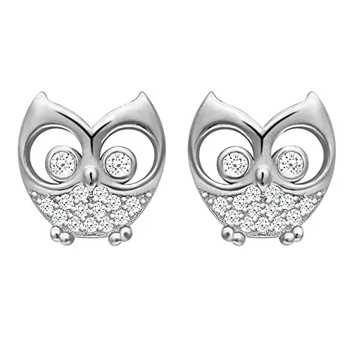 GIVA 925 Sterling Silver Anushka Sharma Sparkling Owl Earrings Gifts for Girlfriend Gifts for Women and Girls With Certificate of Authenticity and 925 Stamp 6 Month Warranty*