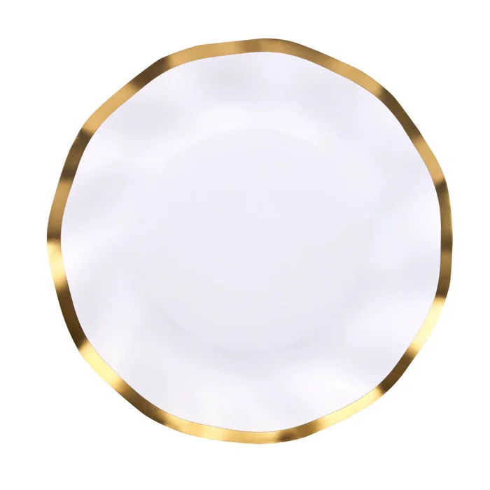 GOLD & WHITE WAVY SALAD PLATE