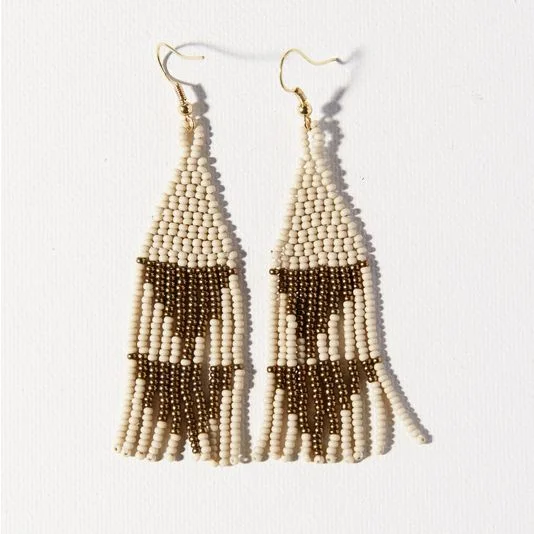 Gold with Ivory Triangles Earring