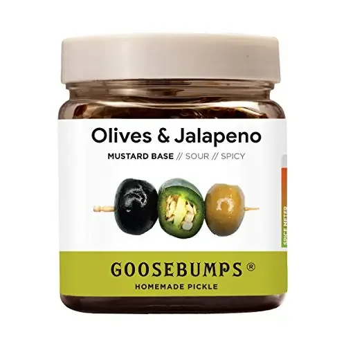 Goosebumps Olives and Jalapenos Pickle Olives and Jalapeno ka Aachar Innovative Pickle Mustard Oil Based Pickle Preservative Free Pickle 250 GMS