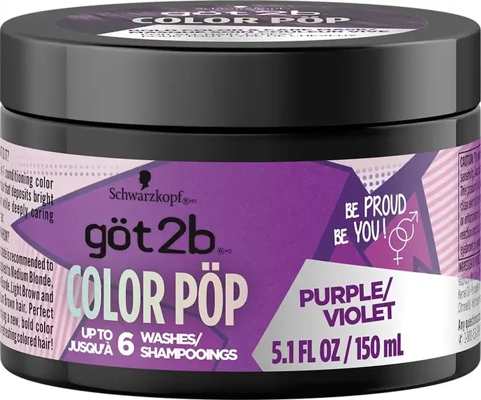 göt2b Color Pop Semi-Permanent Hair Color Mask, Purple, 5.1 oz