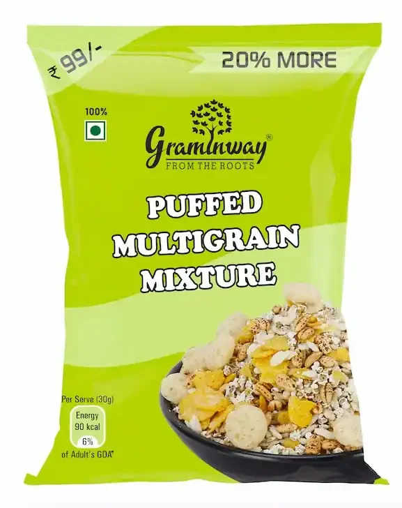 GRAMINWAY High in Fiber Tasty & Healthy Snacks Diet Puffed Multigrain 200G