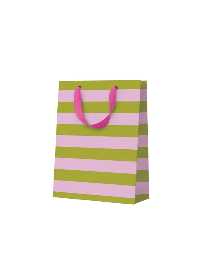 Green & Pink Stripe Small Gift Bag
