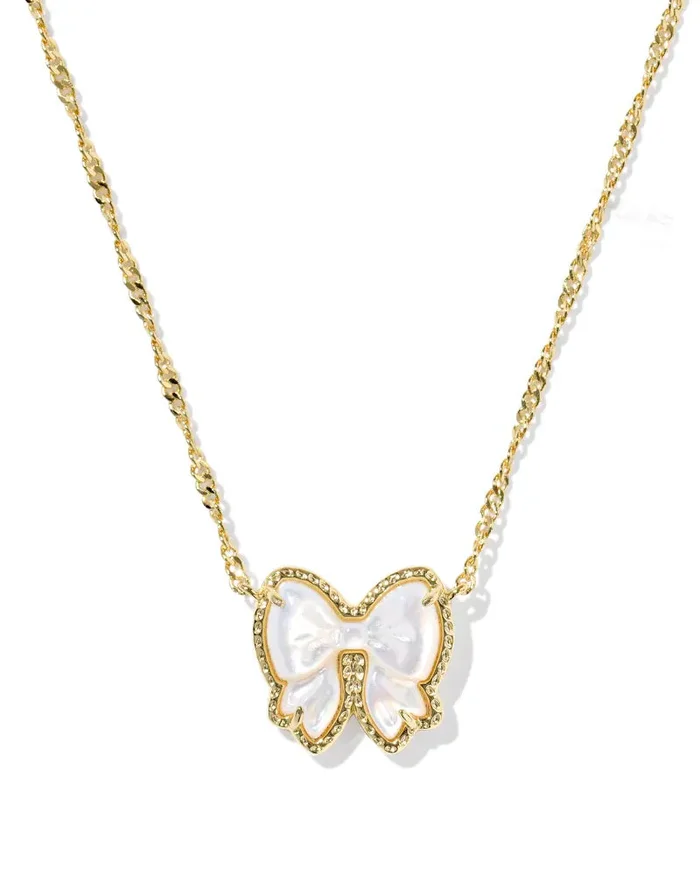 HAILEY BOW SHORT PENDANT NECKLACE, GOLD IVORY MOTHER OF PEARL