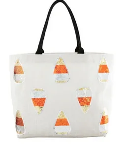 Halloween Sparkle Tote-Candy Corn