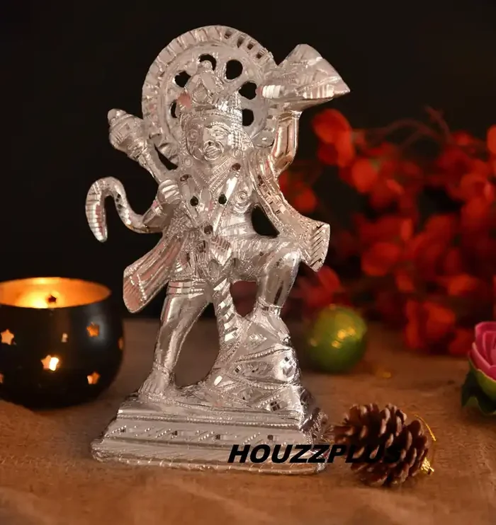 Handicraft White Metal Shree Hanuman Ji Idol for Home Decor/Home Temple
