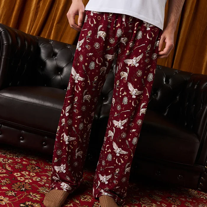 Harry Potter Red Long Gryffindor House Men’s French Terry Relaxed Pants | Posh Peanut®