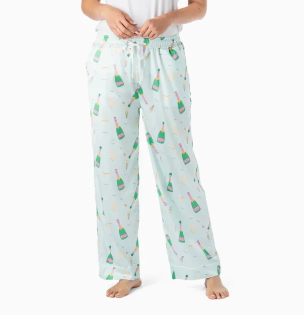 Hello Mello Boots & Bubbles Satin Pajama Pants