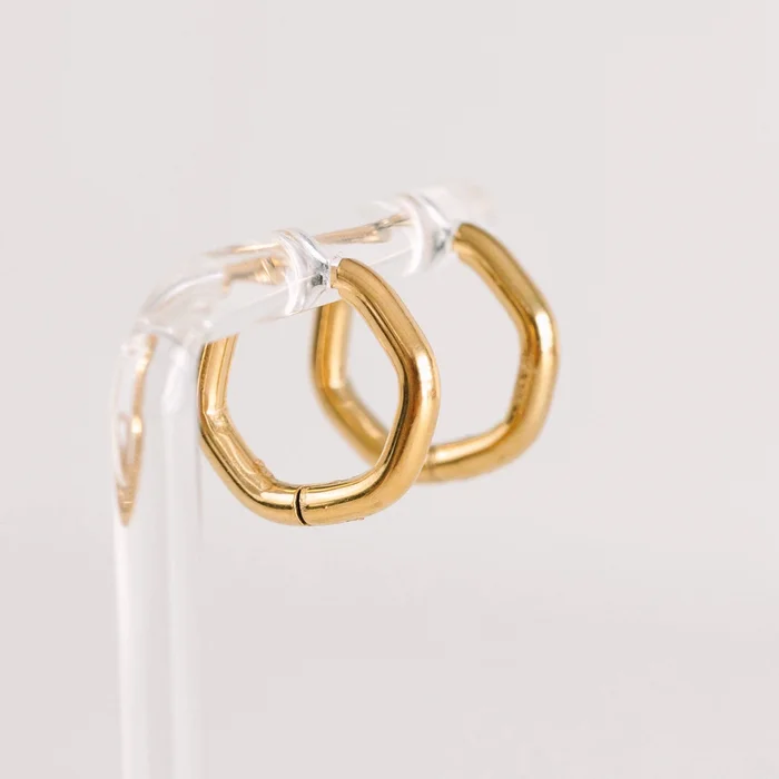 Hexagon Huggie Earrings
