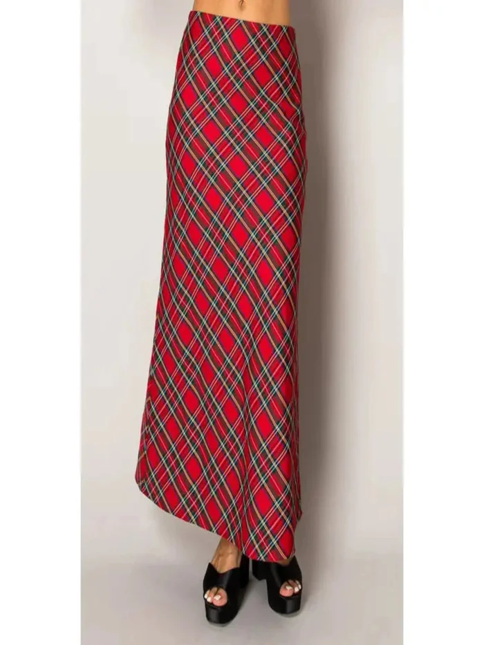 Holiday Flare Maxi Skirt – Plaid