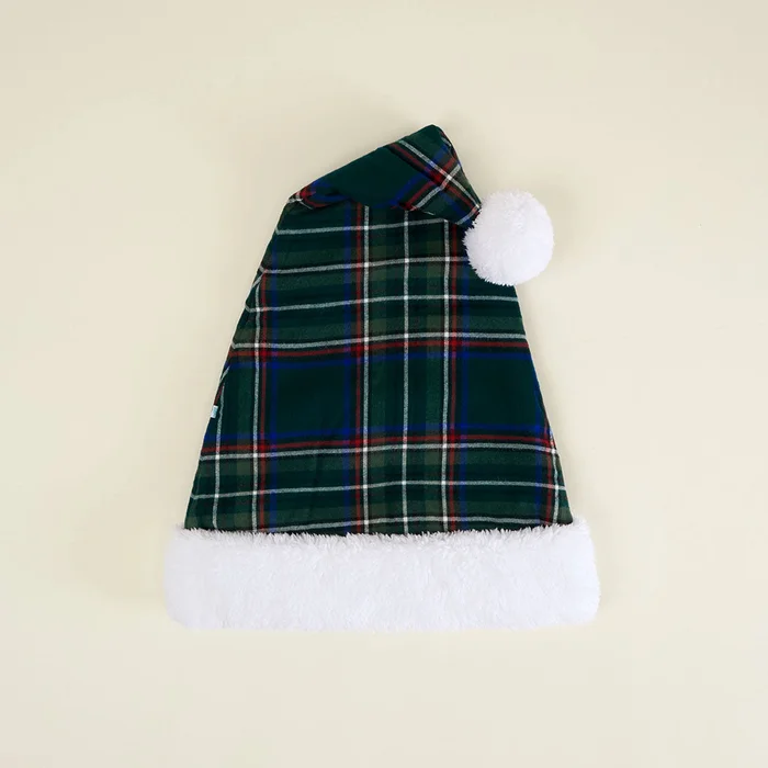 Holiday Green Christmas Green Tartan Plaid Adult Poshmas Hat | Posh Peanut®