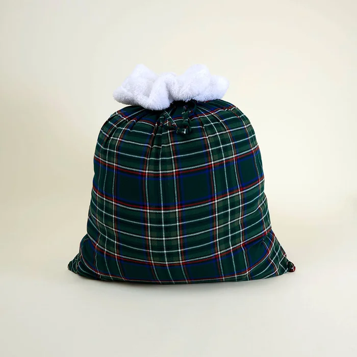 Holiday Green Gifting Green Tartan Plaid Holiday Gift Sack | Posh Peanut®