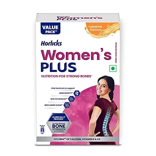 Horlicks Women‘S Plus Caramel Refill Powder 750G Health Drink For Women, No Added Sugar Improves Bone Strength In 6 Months, 100% Daily Calcium, Vitamin D