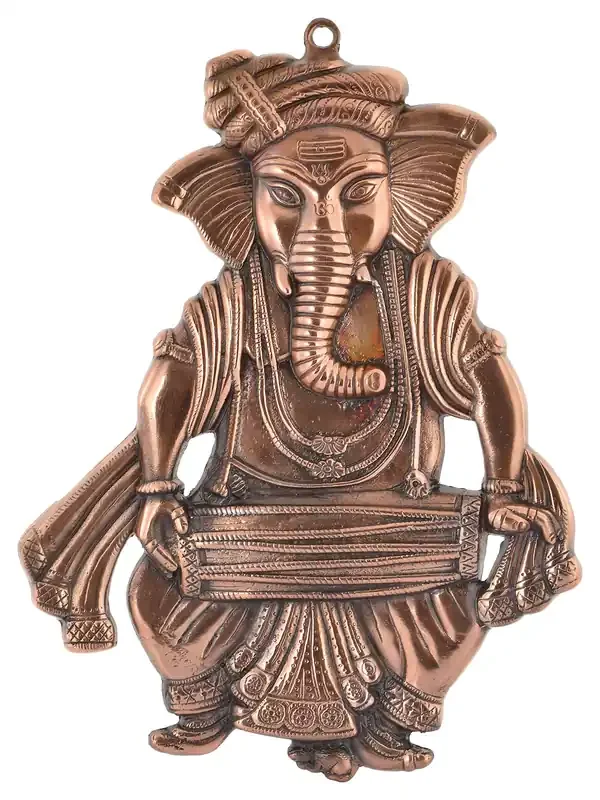 Houzzpluz Lord Ganesh Wall Hanging Statue – Dancing Pose – 16.5 Inch Height – Wall Showpiece for Wall Decor Room Decor Home Decor and Gifts (32 cm x 2 cm x 42 cm Brown)