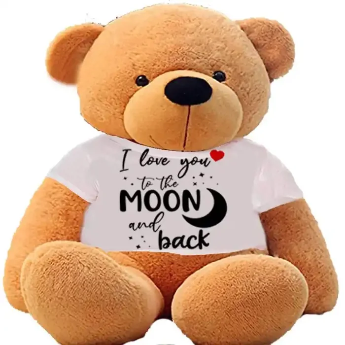 HUG ‘n‘ FEEL SOFT TOYS Big Teddy Bear for Gift of Any Occasion Wearing a ââ¬ÅI Love You to The Moon and Back T-Shirt 3 feet Brown Plush & Stuffed Toys