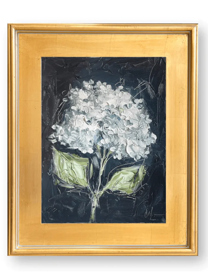 Hydrangea on Blue VII | 22″ h x 18″ w | Framed