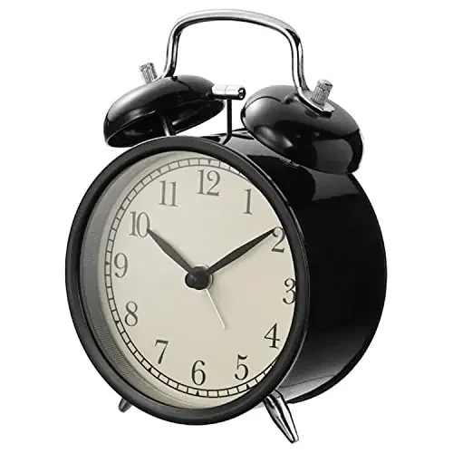 Ikea Abstract Steel Alarm Clock (Black 20.8 x 12.7 x 10.4 cm)