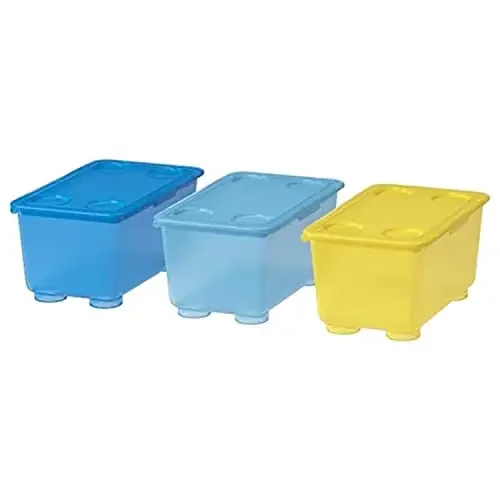 Ikea Glis Plastic Rectangular Box with Lid (Yellow Blue 6×4)