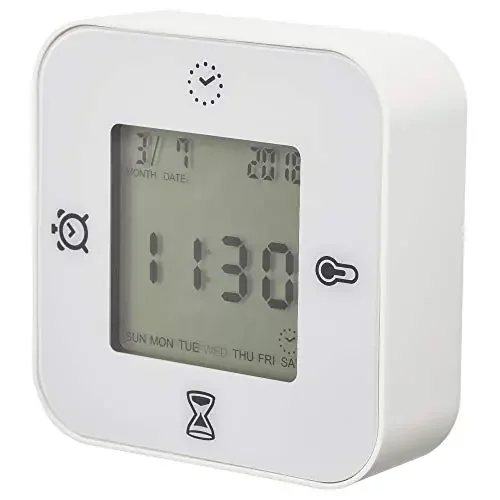 Ikea Klockis ABS Plastic Front Protection Thermometer Alarm Timer Polycarbonate Clock (White)