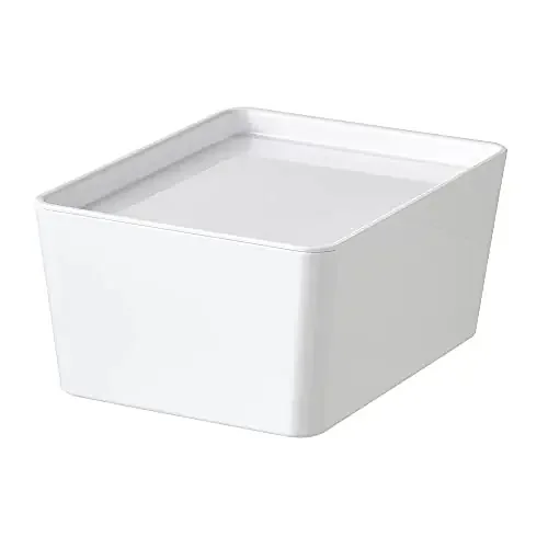 Ikea TSSP Box with lid white13x18x8 cm (5x7x3 ¼ “) (plastic Rectangular)