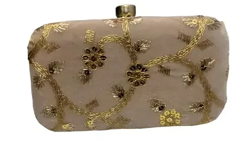 Indiacraft Women‘s Clutch (Beige Flower), Beige Flower