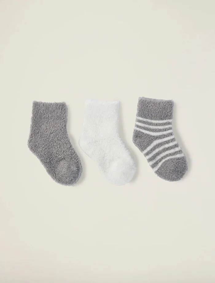 Infant Baby Sock Set Pewter/Pearl