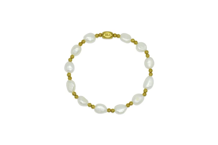 Isla Waterproof All In Gold Pearl Stacker Bracelet