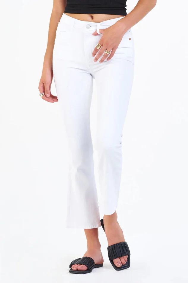 Jeanne Super High Rise Cropped Flare Jeans-Optic White