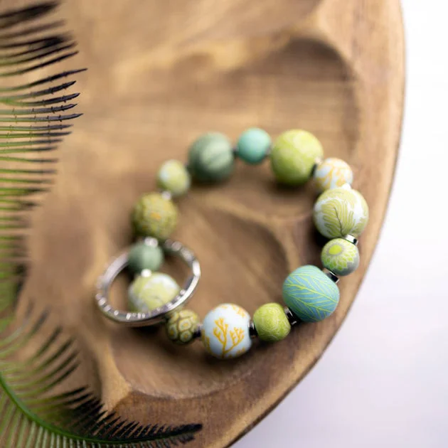 Jilzarah Botanical Green Small Bead Keychain