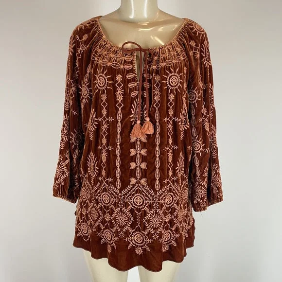 Johnny Was Althea Velvet Pleasant Blouse (M)