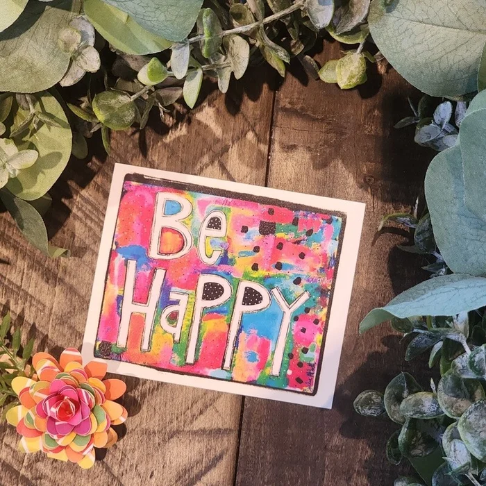 Julie Abbott Art Be Happy Sticker