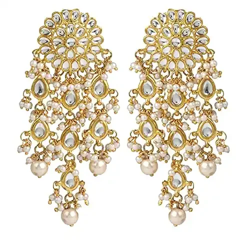 Karatcart Womens Golden ColorKundan Tassel Earrings