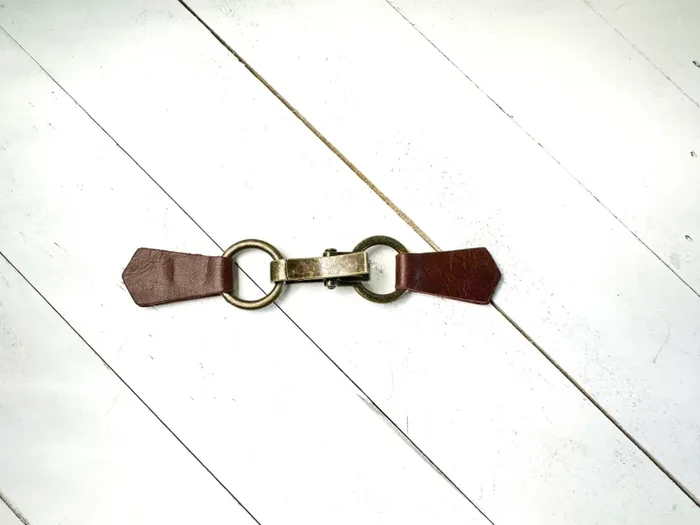 KardiKlips Bronze Buckle & Dark Brown Leather Cinch Clip for Clothing