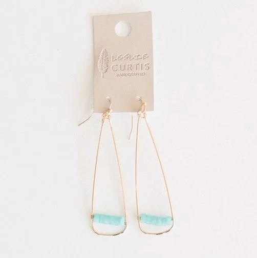 Katie Gold Triangle Hoop w/Glass Beads Earrings