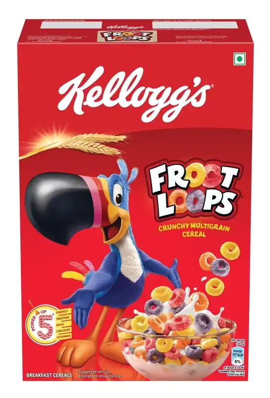 Kellogg‘s Froot Loops 285g, Mixed Fruit Flavor Power of 5 Energy, Protein, Iron, Calcium, Vitamins B1, B2, B3 & C Crunchy Multigrain Breakfast Cereal for Kids