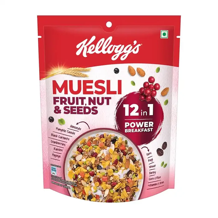 Kellogg‘s Muesli Fruit Nut&Seeds 240G 12-In-1 Power Breakfast India‘s No. 1 Muesli Multigrain Breakfast Cereal