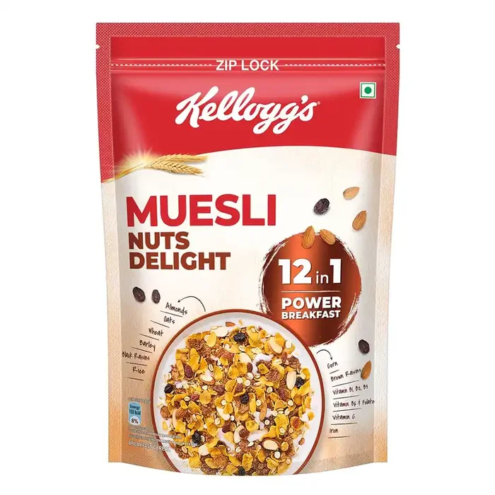 Kellogg s Muesli Nuts Delight 1000G 12-In-1 Power Breakfast India‘s No. 1 Muesli Multigrain Breakfast Cereal Almond