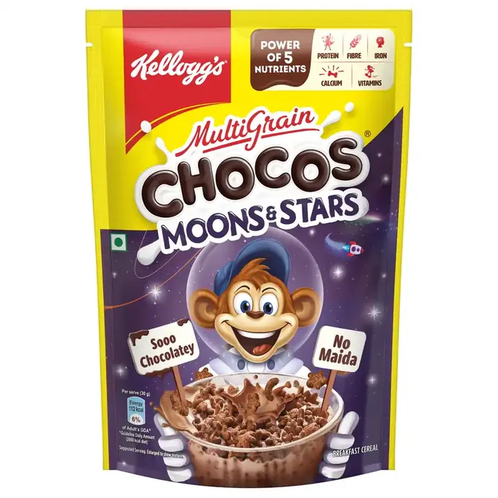 Kellogg‘s Multigrain Chocos Moons & Stars 375g /360g/ 414g High in Calcium & Protein, 10 Essential Vitamins & Minerals, Source of Fibre Breakfast Cereal for Kids