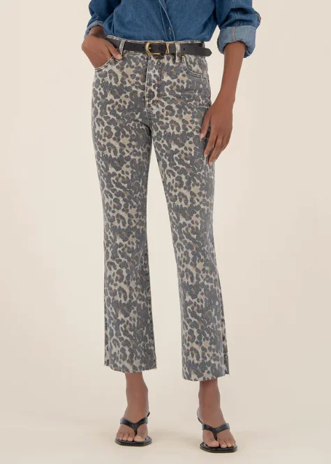 Kelsey Leopard High Rise Ankle Flare Jeans – KUT