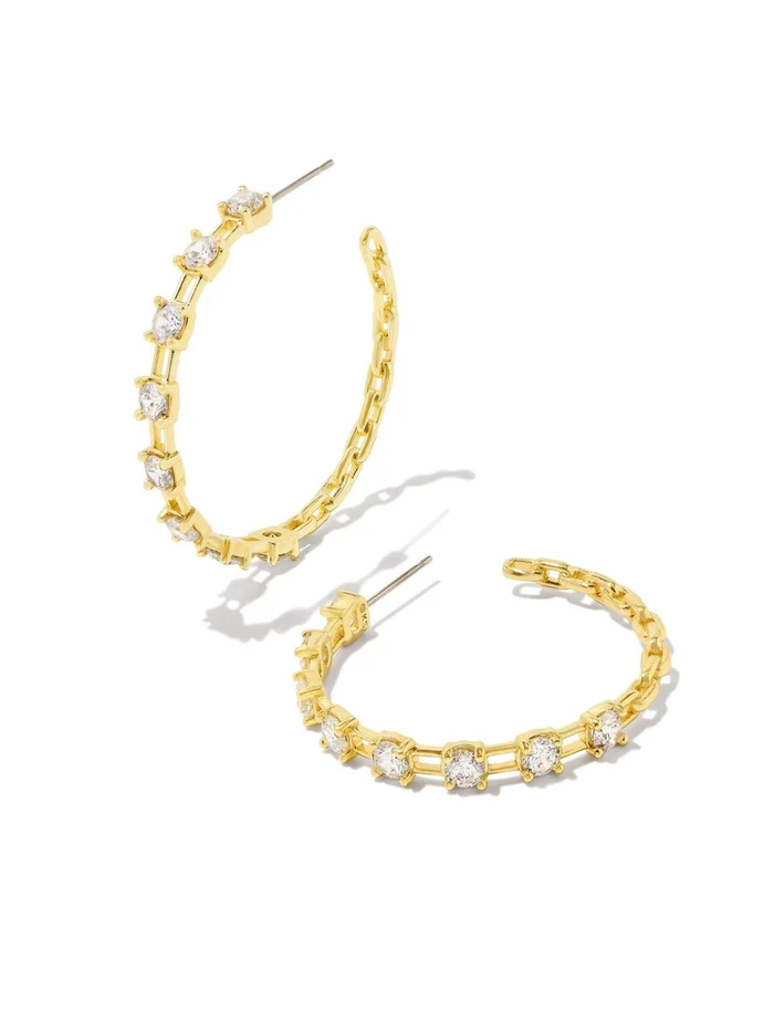 Kendra Scott Lexi Hoop Earrings – Gold White Crystal