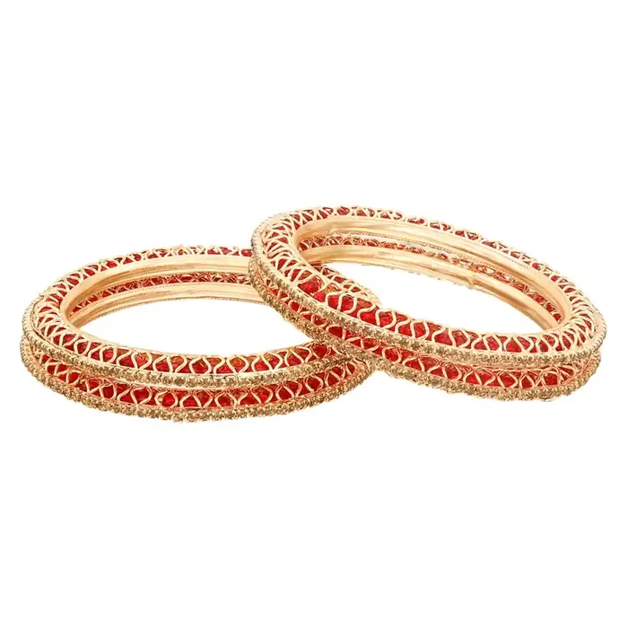 LAC BANGLES Beautiful Gold Plated Royal Bangadi Bangles for Women & Girls – Set of 4