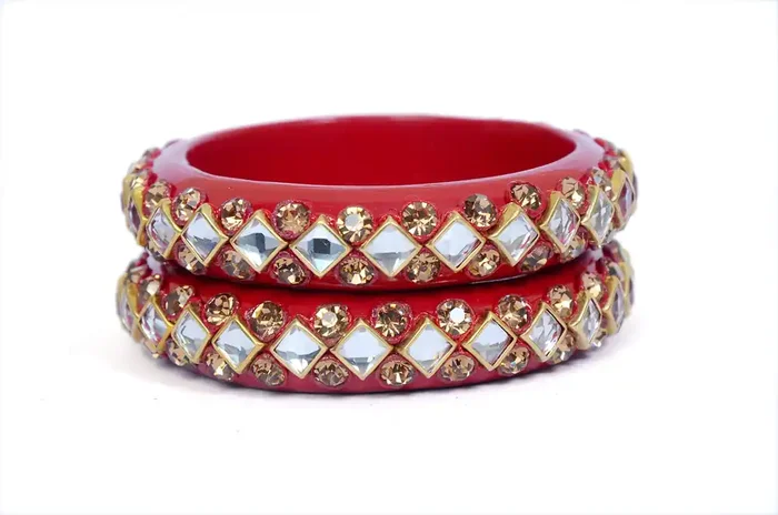 LAC BANGLES Lac Bangles Beautiful Designer Kada Set (Red 2.8)