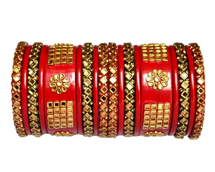 LAC BANGLES Lac Bangles for women Beautiful Traditional Rajasthani Red Green Bridal Set